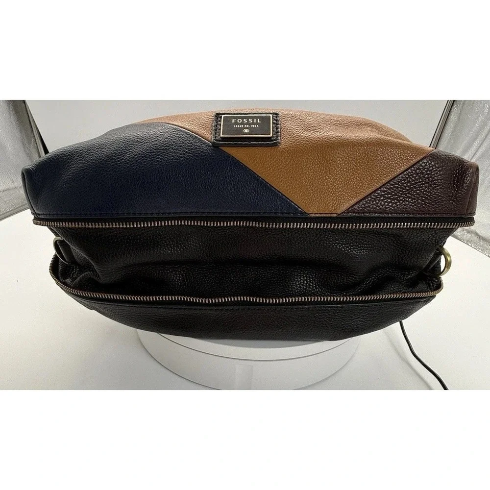 Fossil Preston Patchwork Satchel Bag Brown Multi Excellent‎ condition